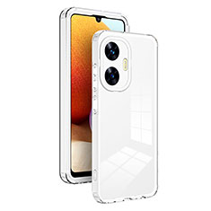 Realme C55用ハイブリットバンパーケース クリア透明 プラスチック 鏡面 カバー H01P Realme ホワイト