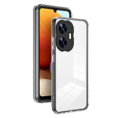 Realme C55用ハイブリットバンパーケース クリア透明 プラスチック 鏡面 カバー H01P Realme ブラック