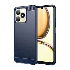 Realme C67用シリコンケース ソフトタッチラバー ライン カバー Realme ネイビー