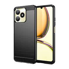 Realme C67用シリコンケース ソフトタッチラバー ライン カバー Realme ブラック