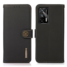 Realme GT 5G用手帳型 レザーケース スタンド カバー B02H Realme ブラック