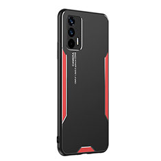 Realme GT 5G用ケース 高級感 手触り良い アルミメタル 製の金属製 兼シリコン カバー PB2 Realme レッド