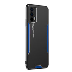 Realme GT 5G用ケース 高級感 手触り良い アルミメタル 製の金属製 兼シリコン カバー PB2 Realme ネイビー