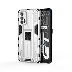 Realme GT 5G用ハイブリットバンパーケース スタンド プラスチック 兼シリコーン カバー マグネット式 KC1 Realme シルバー