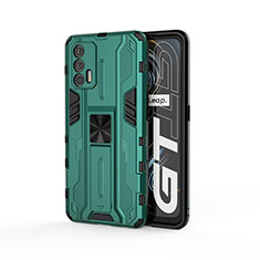 Realme GT 5G用ハイブリットバンパーケース スタンド プラスチック 兼シリコーン カバー マグネット式 KC1 Realme グリーン