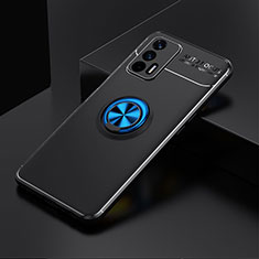 Realme GT 5G用極薄ソフトケース シリコンケース 耐衝撃 全面保護 アンド指輪 マグネット式 バンパー SD1 Realme ネイビー・ブラック