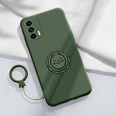 Realme GT Master 5G用極薄ソフトケース シリコンケース 耐衝撃 全面保護 アンド指輪 マグネット式 バンパー S02 Realme モスグリー