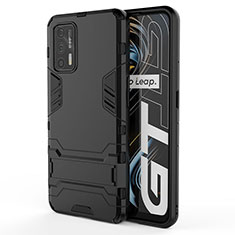 Realme GT Neo 2T 5G用ハイブリットバンパーケース スタンド プラスチック 兼シリコーン カバー KC1 Realme ブラック