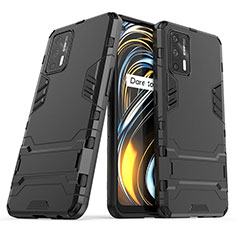 Realme GT Neo 2T 5G用ハイブリットバンパーケース スタンド プラスチック 兼シリコーン カバー Realme ブラック