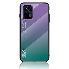 Realme GT Neo 2T 5G用ハイブリットバンパーケース プラスチック 鏡面 虹 グラデーション 勾配色 カバー LS1 Realme マルチカラー