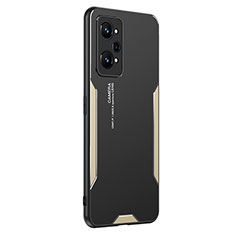 Realme GT Neo 3T 5G用ケース 高級感 手触り良い アルミメタル 製の金属製 兼シリコン カバー PB2 Realme ゴールド