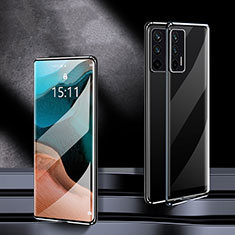 Realme GT Neo 5G用ケース 高級感 手触り良い アルミメタル 製の金属製 360度 フルカバーバンパー 鏡面 カバー P01 Realme ブラック