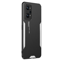 Realme GT Neo2 5G用ケース 高級感 手触り良い アルミメタル 製の金属製 兼シリコン カバー PB2 Realme シルバー