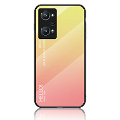 Realme GT Neo2 5G用ハイブリットバンパーケース プラスチック 鏡面 虹 グラデーション 勾配色 カバー LS1 Realme イエロー