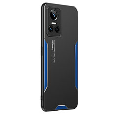 Realme GT Neo3 5G用ケース 高級感 手触り良い アルミメタル 製の金属製 兼シリコン カバー PB2 Realme ネイビー