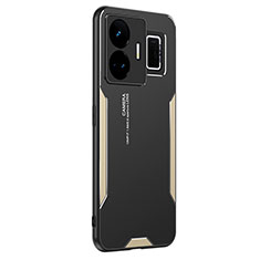 Realme GT Neo5 240W 5G用ケース 高級感 手触り良い アルミメタル 製の金属製 兼シリコン カバー PB2 Realme ゴールド