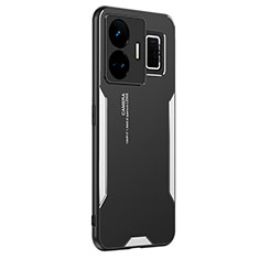 Realme GT Neo5 5G用ケース 高級感 手触り良い アルミメタル 製の金属製 兼シリコン カバー PB2 Realme シルバー