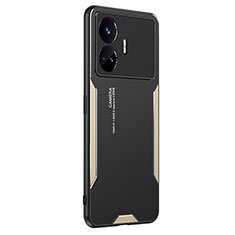 Realme GT Neo5 SE 5G用ケース 高級感 手触り良い アルミメタル 製の金属製 兼シリコン カバー PB2 Realme ゴールド