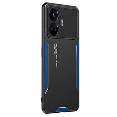 Realme GT Neo5 SE 5G用ケース 高級感 手触り良い アルミメタル 製の金属製 兼シリコン カバー PB2 Realme ネイビー