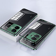 Realme GT Neo6 5G用ケース 高級感 手触り良い アルミメタル 製の金属製 360度 フルカバーバンパー 鏡面 カバー Realme グリーン