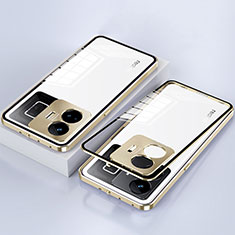 Realme GT Neo6 5G用ケース 高級感 手触り良い アルミメタル 製の金属製 360度 フルカバーバンパー 鏡面 カバー Realme ゴールド