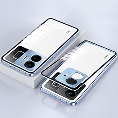Realme GT Neo6 5G用ケース 高級感 手触り良い アルミメタル 製の金属製 360度 フルカバーバンパー 鏡面 カバー Realme ネイビー