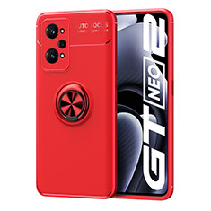 Realme GT2 5G用極薄ソフトケース シリコンケース 耐衝撃 全面保護 アンド指輪 マグネット式 バンパー SD2 Realme レッド