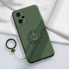 Realme GT2 5G用極薄ソフトケース シリコンケース 耐衝撃 全面保護 アンド指輪 マグネット式 バンパー S02 Realme モスグリー