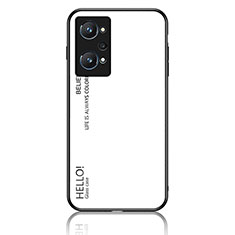 Realme GT2 5G用ハイブリットバンパーケース プラスチック 鏡面 虹 グラデーション 勾配色 カバー LS1 Realme ホワイト