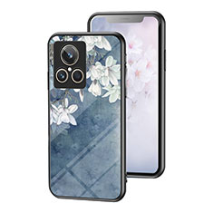 Realme GT2 Master Explorer用ハイブリットバンパーケース プラスチック 鏡面 花 カバー Realme ネイビー