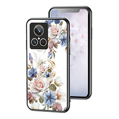 Realme GT2 Master Explorer用ハイブリットバンパーケース プラスチック 鏡面 花 カバー S01 Realme ホワイト