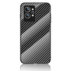 Realme GT2 Pro 5G用ハイブリットバンパーケース プラスチック 鏡面 虹 グラデーション 勾配色 カバー LS2 Realme ブラック