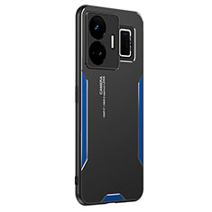 Realme GT3 5G用ケース 高級感 手触り良い アルミメタル 製の金属製 兼シリコン カバー PB2 Realme ネイビー