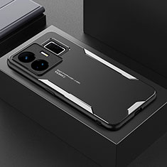 Realme GT5 5G用ケース 高級感 手触り良い アルミメタル 製の金属製 兼シリコン カバー PB1 Realme シルバー