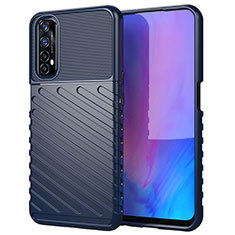 Realme Narzo 30 4G用シリコンケース ソフトタッチラバー ツイル カバー Realme ネイビー