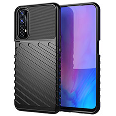 Realme Narzo 30 4G用シリコンケース ソフトタッチラバー ツイル カバー Realme ブラック