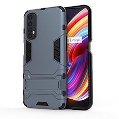 Realme Narzo 30 4G用ハイブリットバンパーケース スタンド プラスチック 兼シリコーン カバー Realme ネイビー