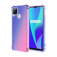 Realme Narzo 30A用極薄ソフトケース グラデーション 勾配色 クリア透明 Realme ネイビー