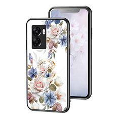 Realme Narzo 50 5G用ハイブリットバンパーケース プラスチック 鏡面 花 カバー S01 Realme ホワイト