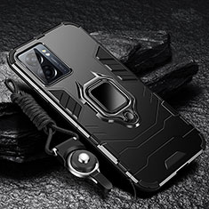 Realme Narzo 50 5G用ハイブリットバンパーケース プラスチック アンド指輪 マグネット式 R01 Realme ブラック