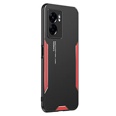 Realme Narzo 50 5G用ケース 高級感 手触り良い アルミメタル 製の金属製 兼シリコン カバー Realme レッド