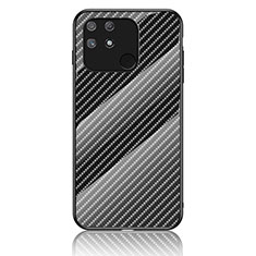 Realme Narzo 50A用ハイブリットバンパーケース プラスチック 鏡面 虹 グラデーション 勾配色 カバー LS2 Realme ブラック