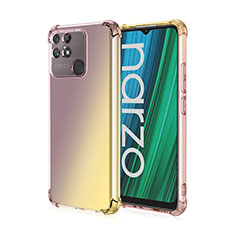 Realme Narzo 50A用極薄ソフトケース グラデーション 勾配色 クリア透明 Realme イエロー