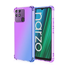 Realme Narzo 50A用極薄ソフトケース グラデーション 勾配色 クリア透明 Realme ラベンダー