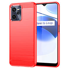 Realme Narzo 50A Prime用シリコンケース ソフトタッチラバー ライン カバー Realme レッド