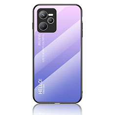 Realme Narzo 50A Prime用ハイブリットバンパーケース プラスチック 鏡面 虹 グラデーション 勾配色 カバー LS1 Realme ラベンダー