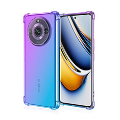 Realme Narzo 60 Pro 5G用極薄ソフトケース グラデーション 勾配色 クリア透明 Realme ラベンダー