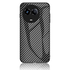 Realme Narzo 60x 5G用ハイブリットバンパーケース プラスチック 鏡面 虹 グラデーション 勾配色 カバー LS2 Realme ブラック