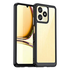 Realme Narzo N53用ハイブリットバンパーケース クリア透明 プラスチック カバー J01S Realme ブラック