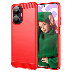 Realme Narzo N55用シリコンケース ソフトタッチラバー ライン カバー Realme レッド